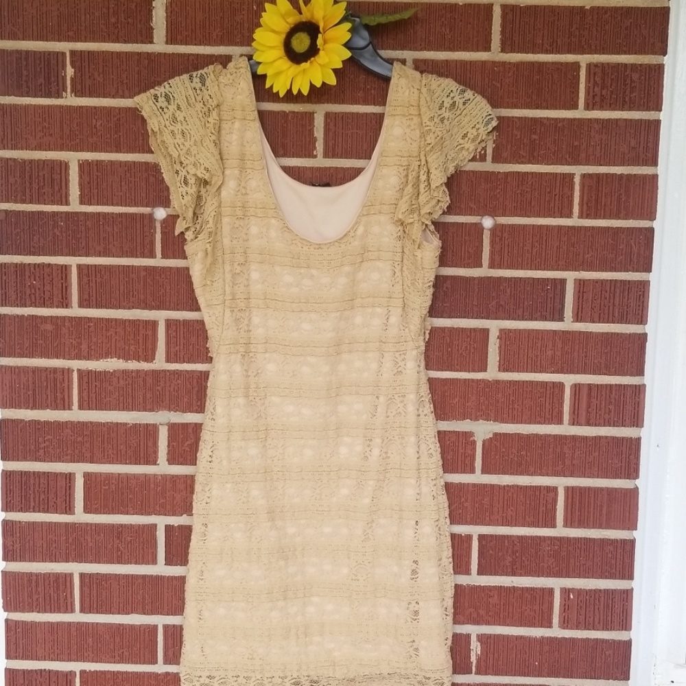 Tan Lace Dress